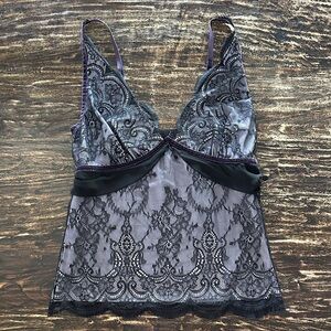 Victoria's Secret Black and Purple Lace Camisole
